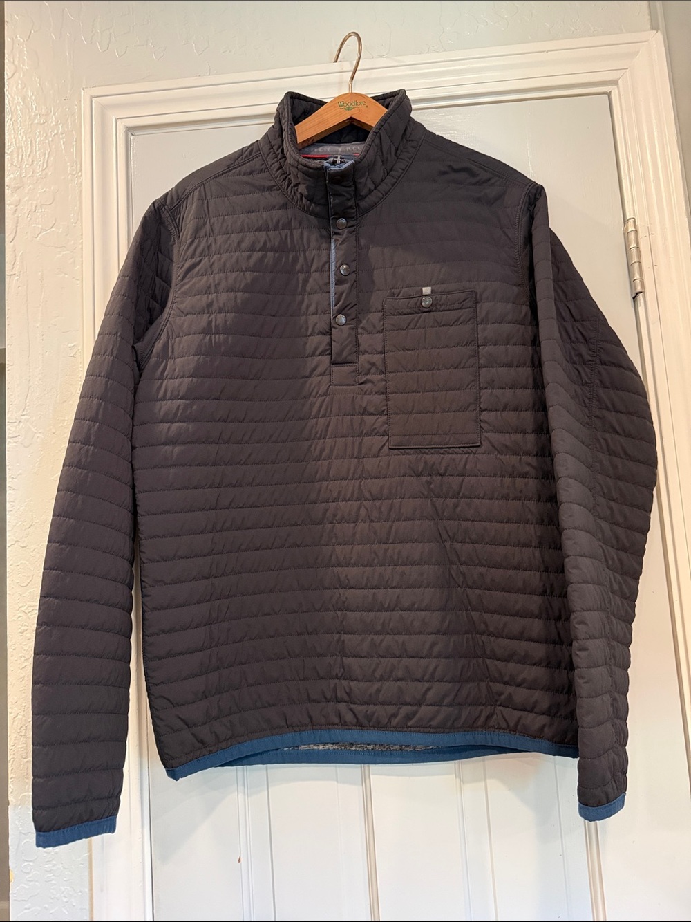 Relwen Windzip Popover Insulated Jacket 1/4 Snap/zipper Quilted pullover sz M